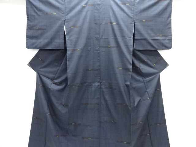 JAPANESE KIMONO / SILK / DORO OSHIMA TSUMUGI / WOVEN ABSTRACT PATTERN